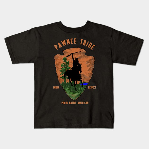 Pawnee  Tribe Native American Honor Respect Vintage Arrow Kids T-Shirt by The Dirty Gringo